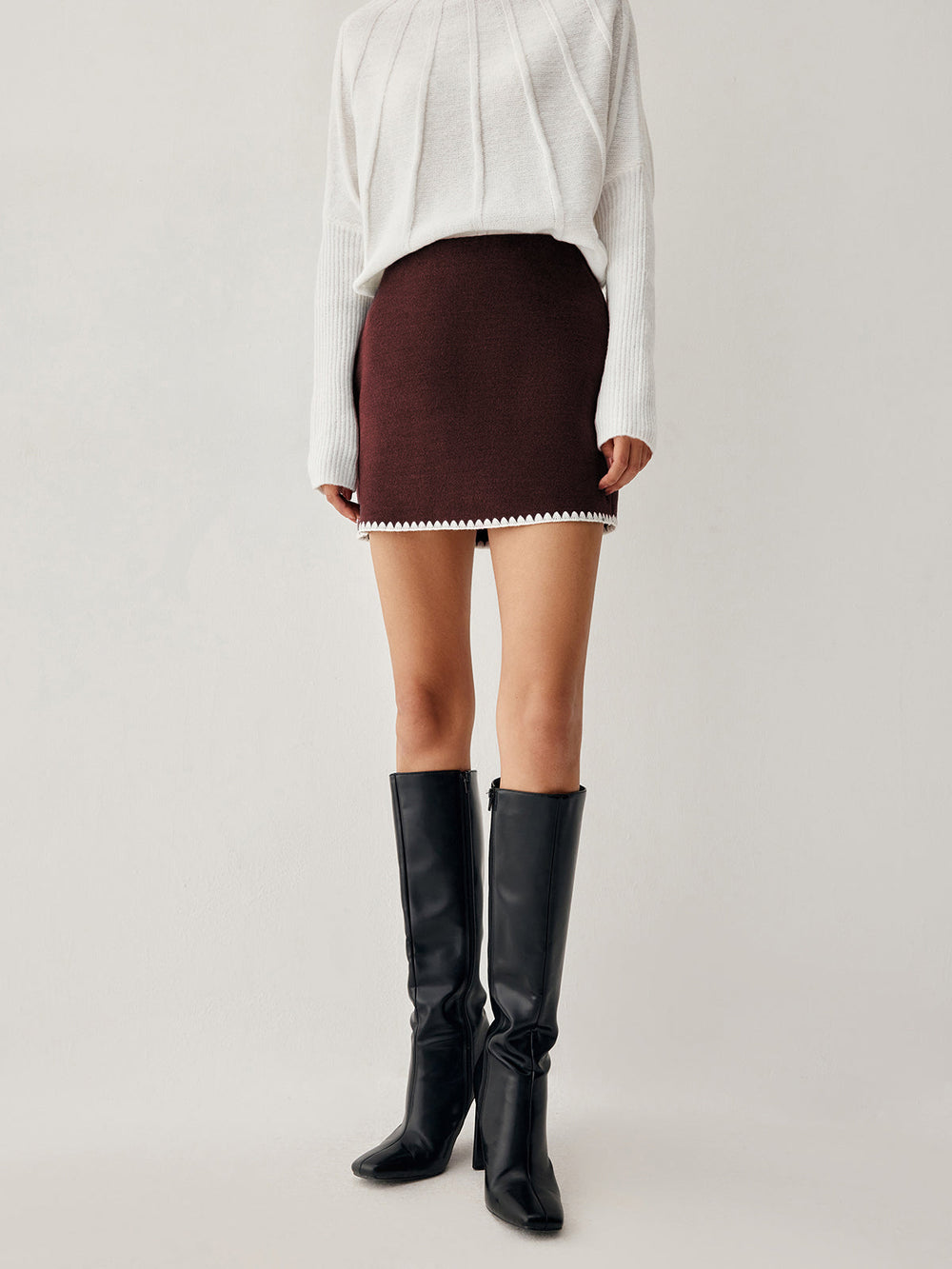 Embroidered Trim Graceful Mini Skirt Skirts