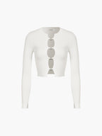 Cutout Split Beads Trendy Detail Ribbed Knit Top Sweaters L