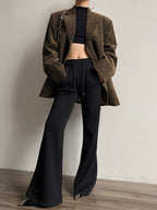 Single Breasted Graceful Corduroy Blazer Blazers