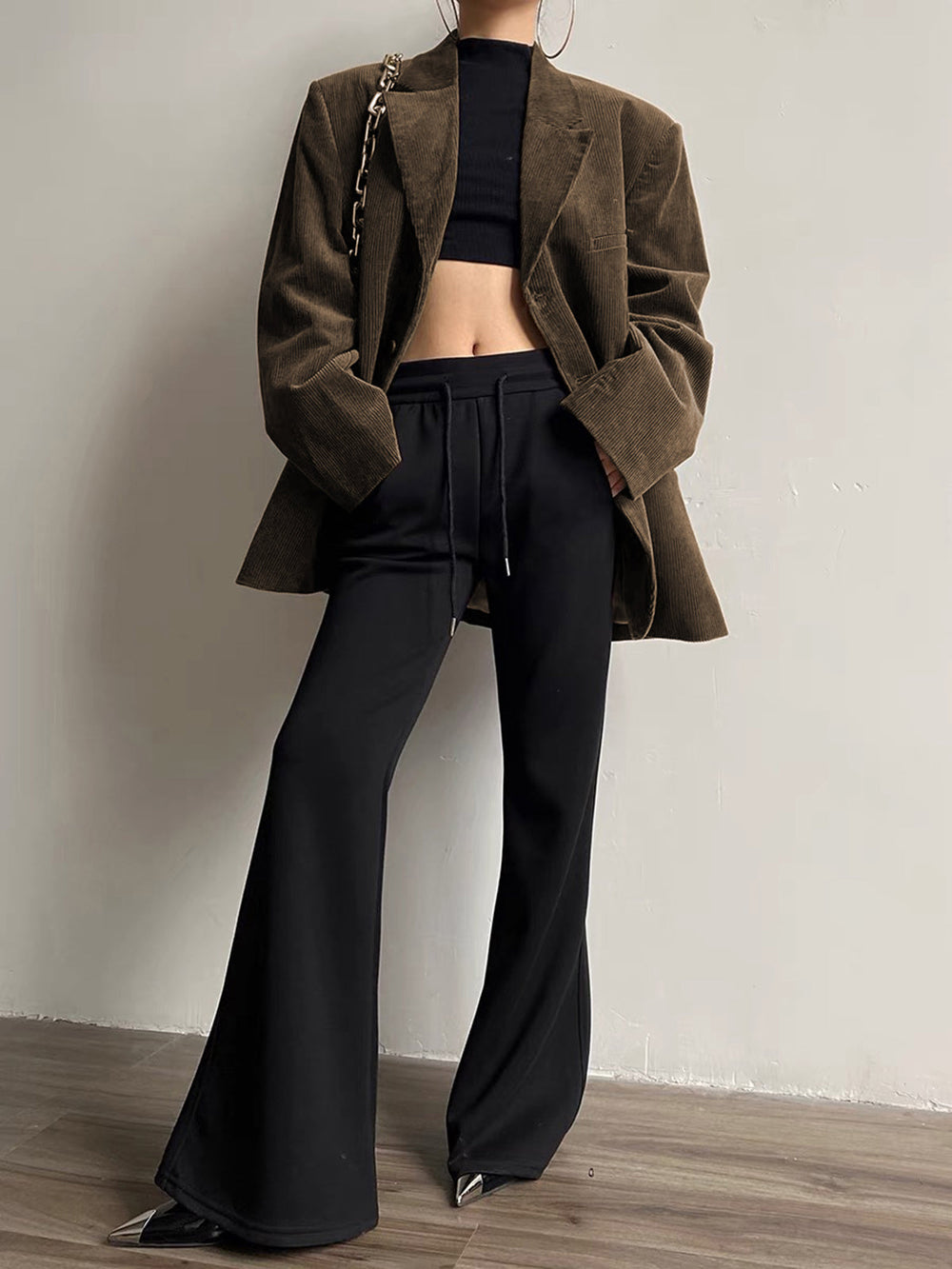 Single Breasted Graceful Corduroy Blazer Blazers