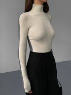 Two Tone Double Sided Modern Long Sleeve Knit Top Sweaters L