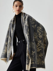 Double Face Graceful Jacquard Tassel Scarf Grey / One Size Scarves
