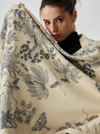 Double Face Graceful Jacquard Tassel Scarf Grey / One Size Scarves