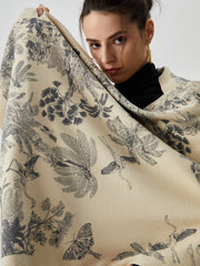 Double Face Graceful Jacquard Tassel Scarf Grey / One Size Scarves
