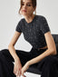Rhinestones Decor Cable Trendy Knit Crop Top Grey / S Sweaters L