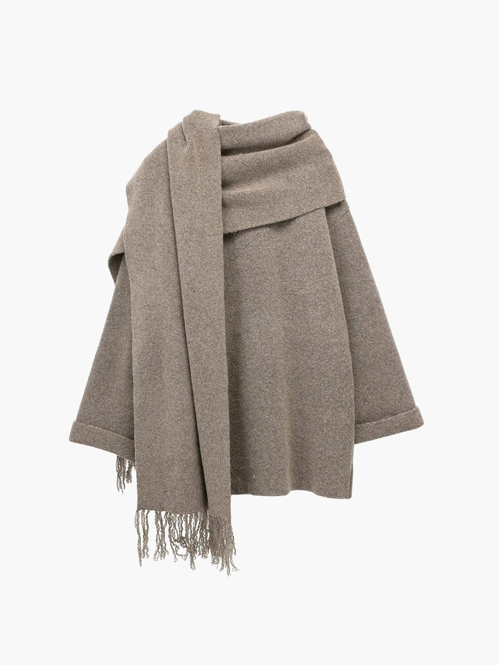 Button Down Pocket Coat Modern with Matching Tassel Scarf Sweaters L