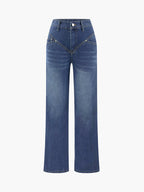 Vintage Wash Denim Trendy Straight Leg Jeans Jeans