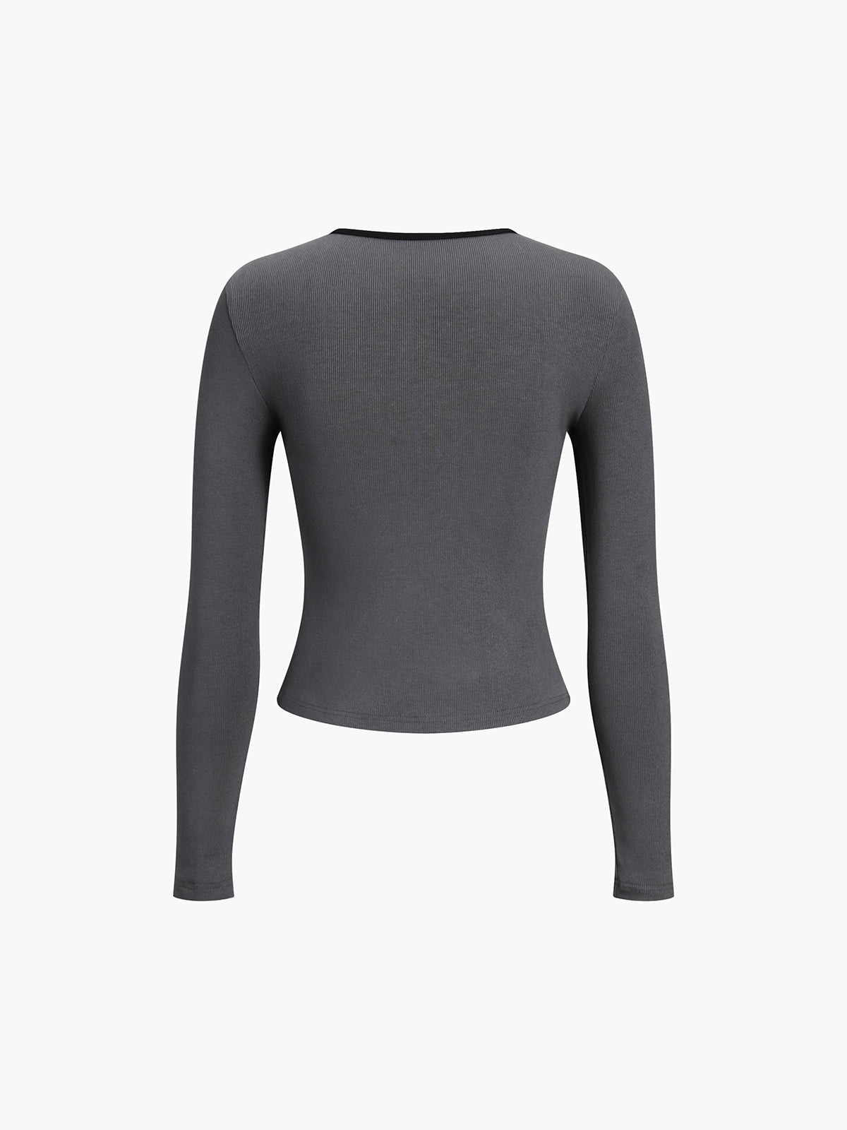 Sliver Lining Contrast Trendy Neckline Long Sleeve Top