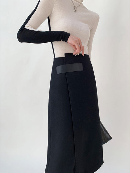 High Waist Tweed Trendy Asymmetric Wrap Midi Skirt