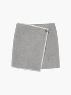 Tweed Contrast Graceful Trim Midi Skirt Skirts