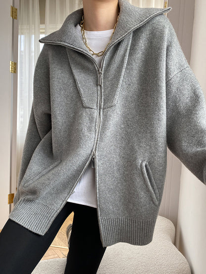 Oversized Open Graceful Collar Cardigan