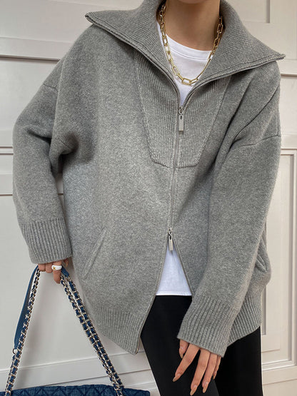 Oversized Open Graceful Collar Cardigan