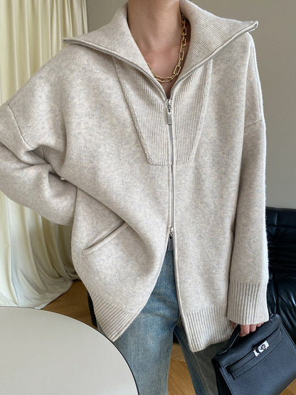 Oversized Open Graceful Collar Cardigan