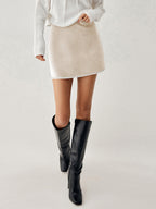 Embroidered Trim Graceful Mini Skirt Beige / XS Skirts