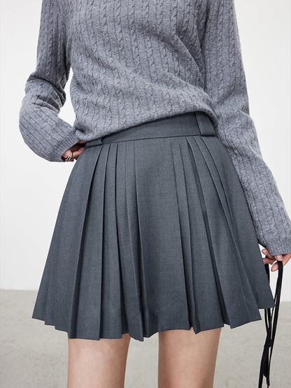 Pleated Solid Graceful Mini Skirt