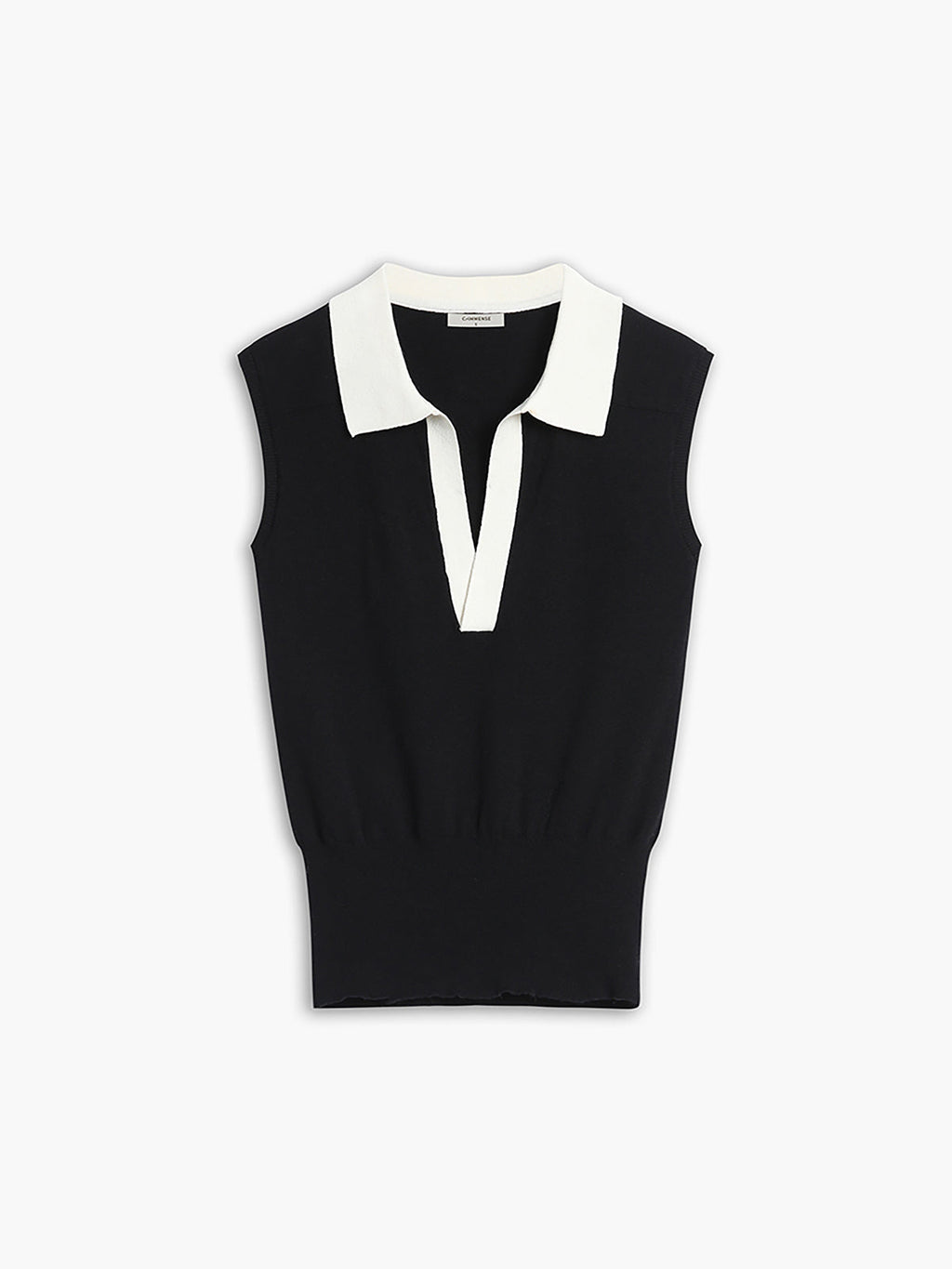 Contrast Trim Collar Trendy V neck Knit Sweater Vest Sweaters L