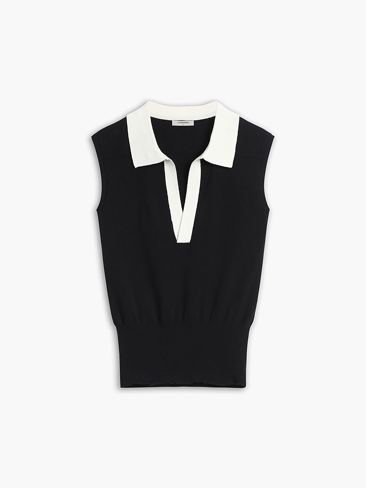 Contrast Trim Collar Trendy V neck Knit Sweater Vest Sweaters L