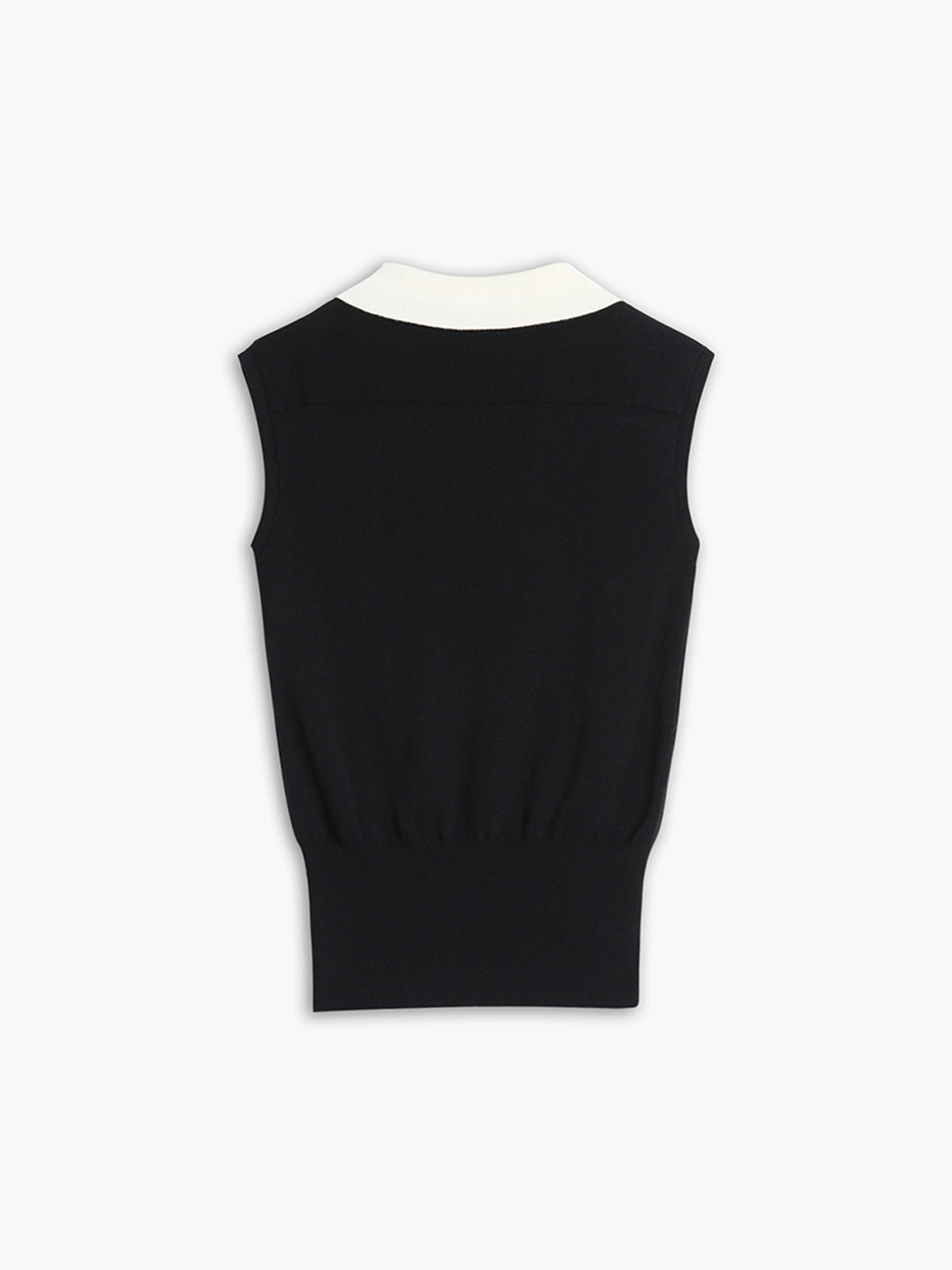 Contrast Trim Collar Trendy V neck Knit Sweater Vest Sweaters L