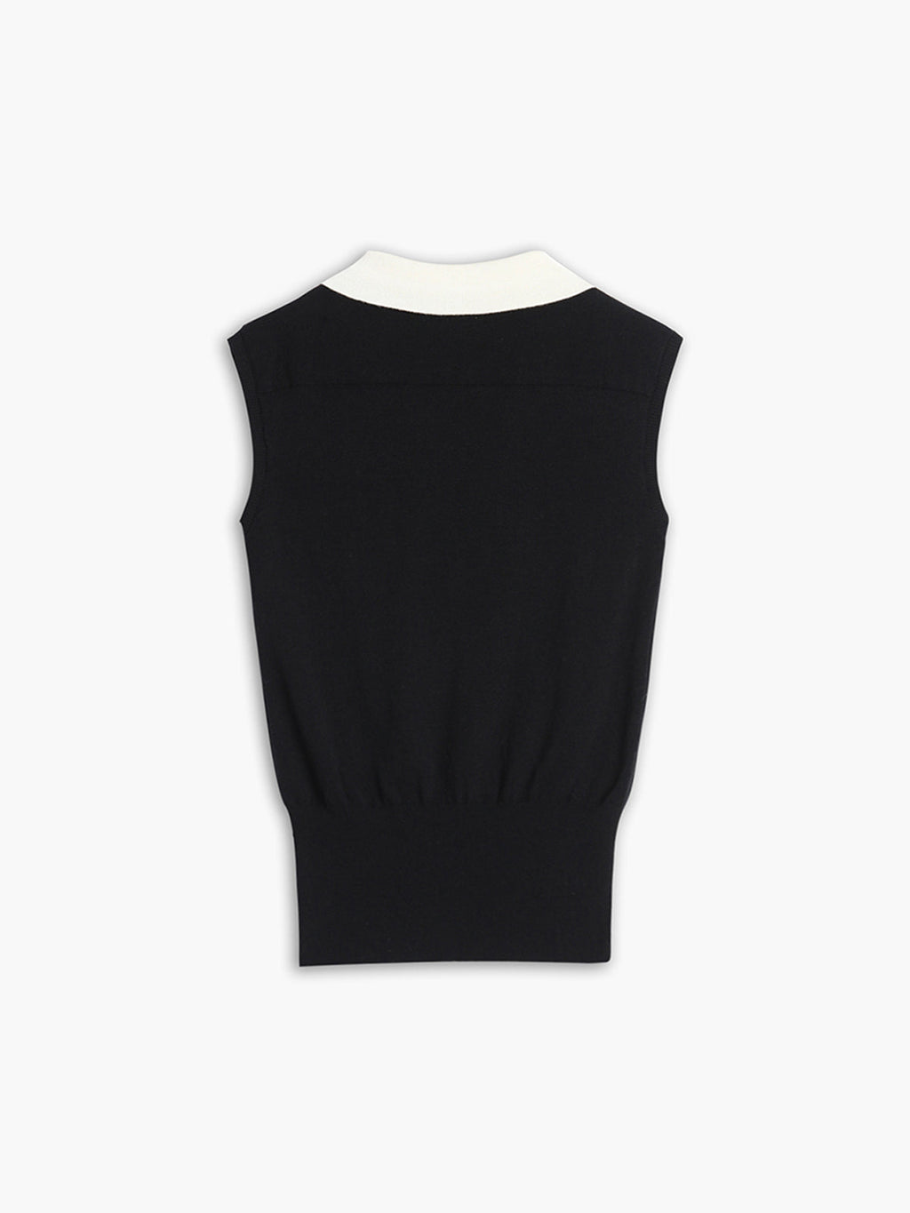 Contrast Trim Collar Trendy V neck Knit Sweater Vest Sweaters L