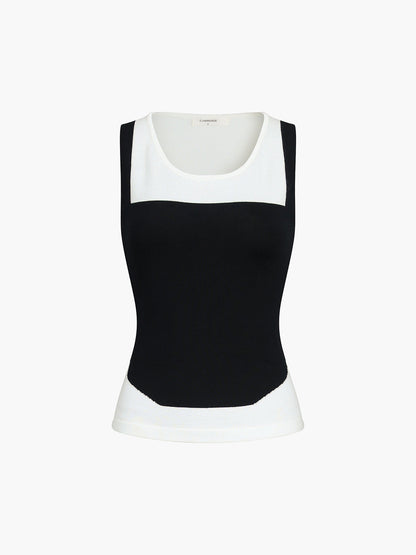 Two Tone Colorblock Trendy Crew Neck Knit Vest