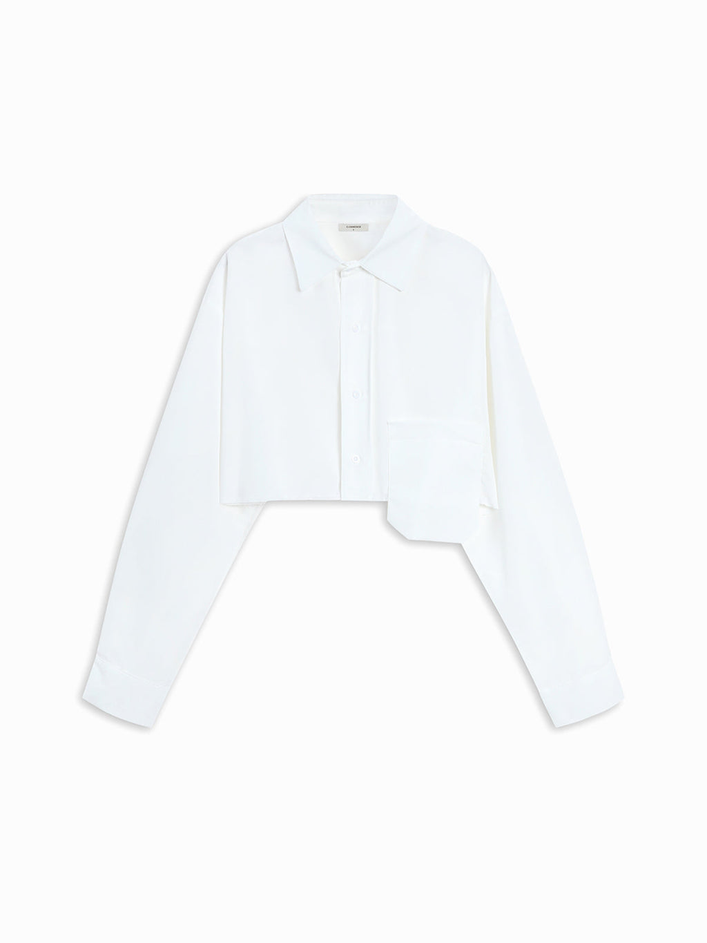 Asymmetrical Pocket Button Trendy Collar Crop Shirt Shirts