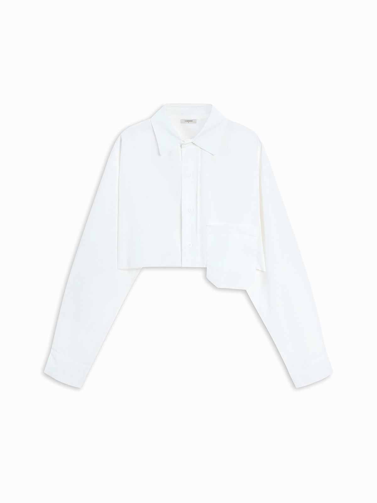 Asymmetrical Pocket Button Trendy Collar Crop Shirt Shirts