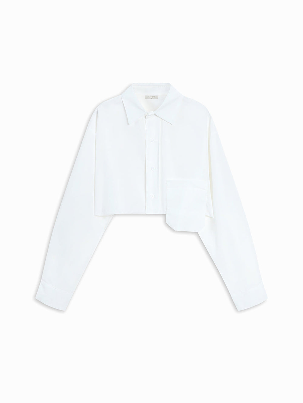 Asymmetrical Pocket Button Trendy Collar Crop Shirt Shirts