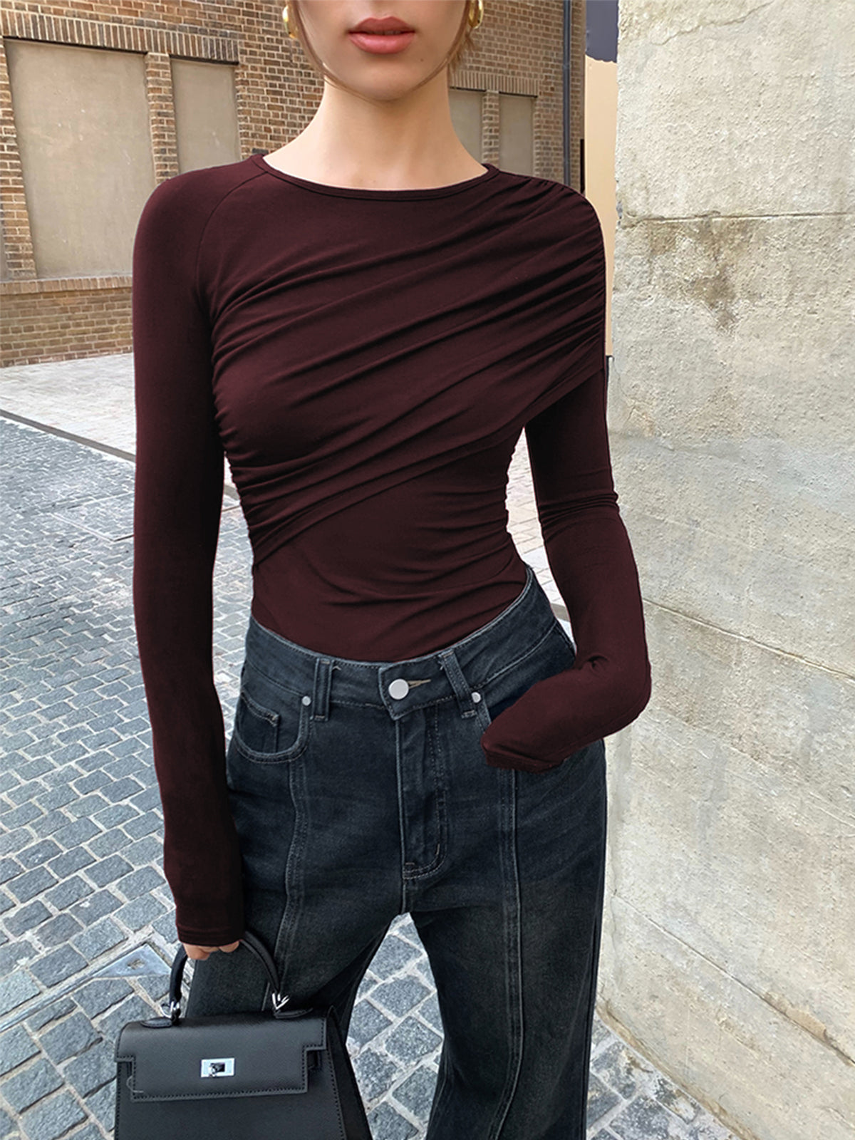 Layered Long Graceful Sleeve Pleated Shirt