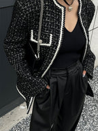 Wool blend Tweed Graceful Contrast Trim Jacket Jackets