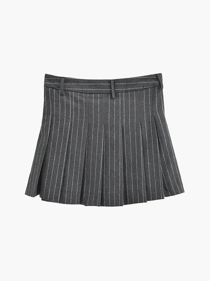 Stripe Pleated Graceful Mini Skirt