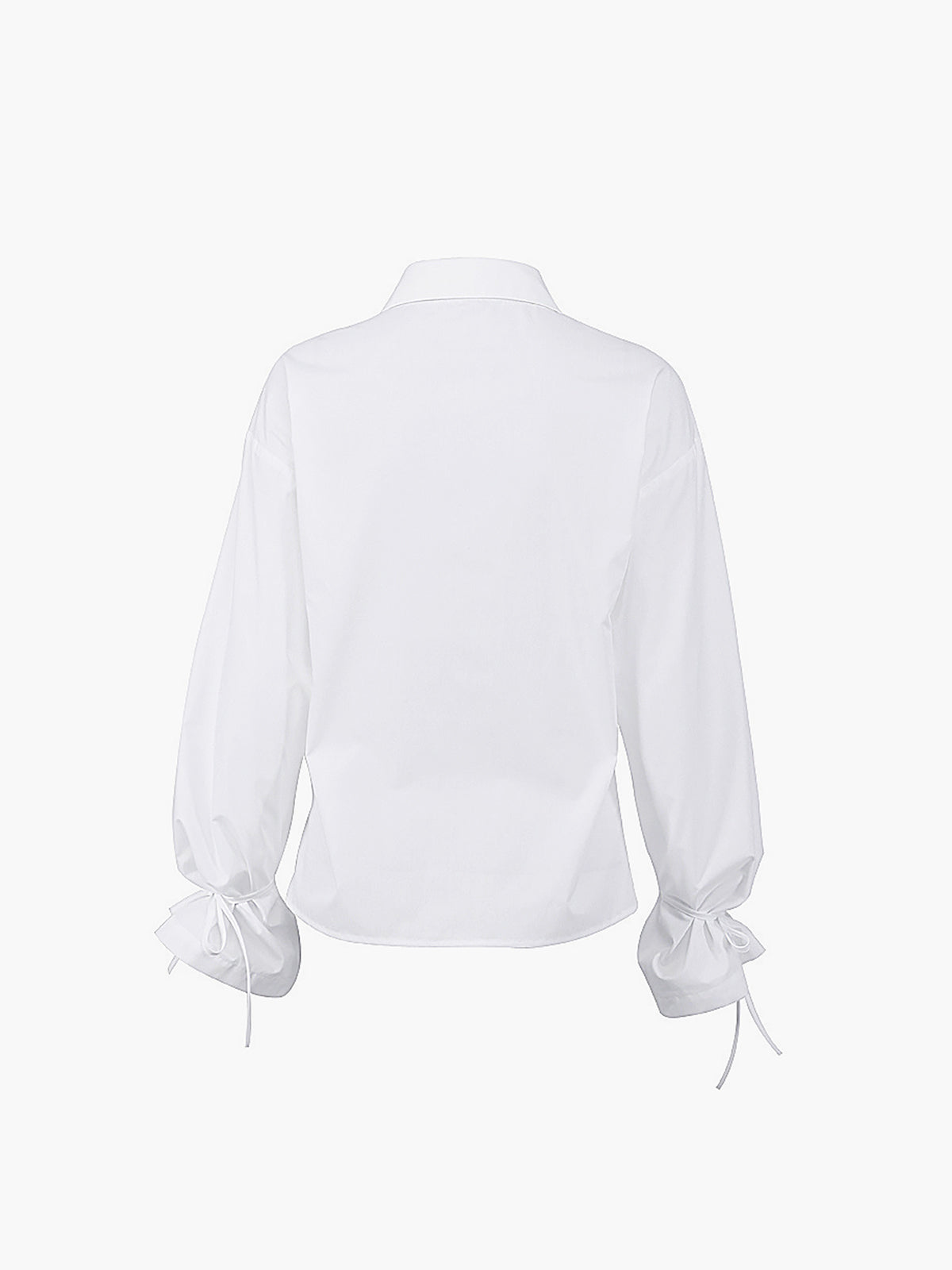 Solid Collar Tied Long Modern Sleeve Button Down Shirt