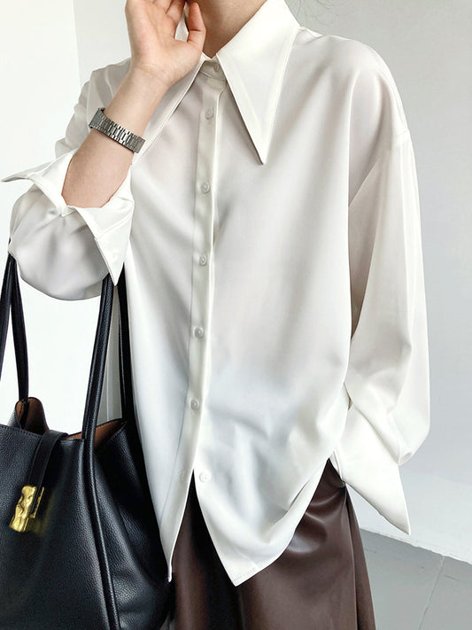 Button Down Long Trendy Sleeve Collar Shirt