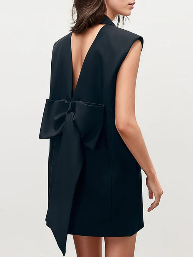Bowknot Double Breasted Graceful Sleeveless Vest Black / XS Vests Main image