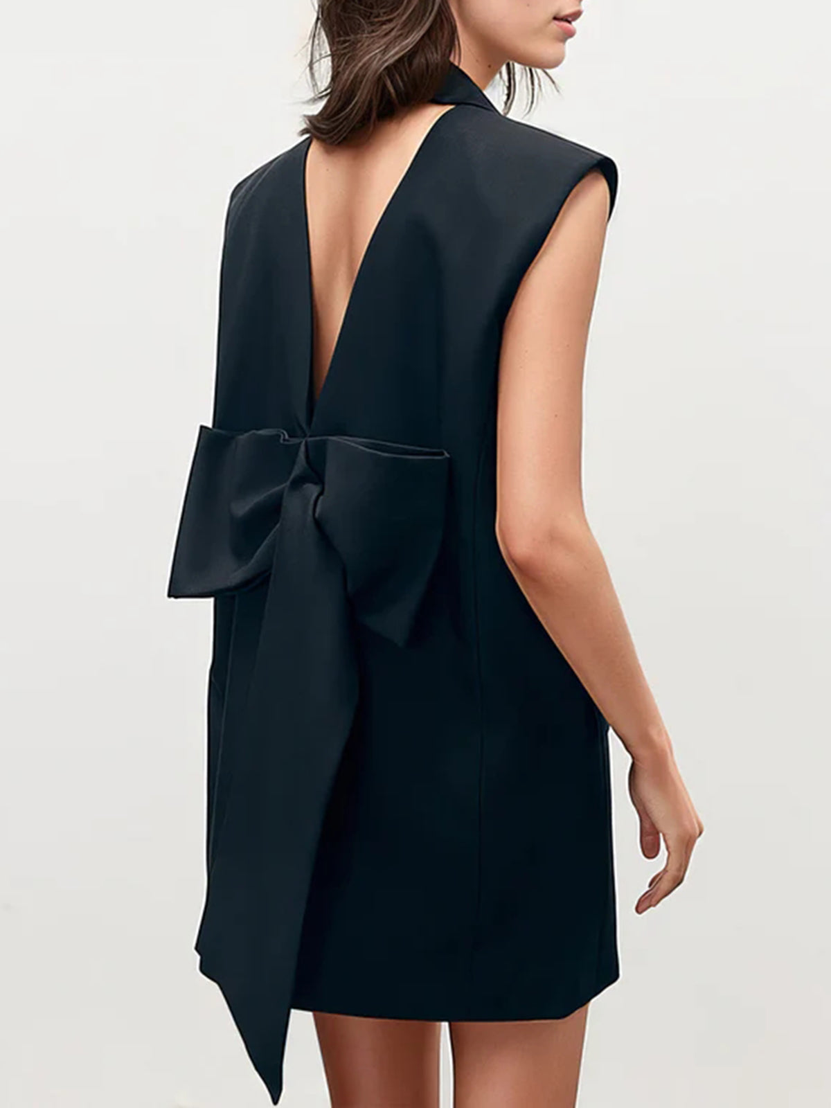 Bowknot Double Breasted Graceful Sleeveless Vest Black / XS Vests