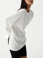 Solid Crew Graceful Neck Split Top T Shirts