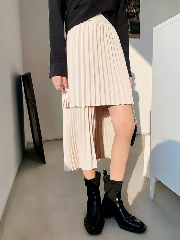 Asymmetrical Pleated Graceful Layered Midi Skirt Secondary image