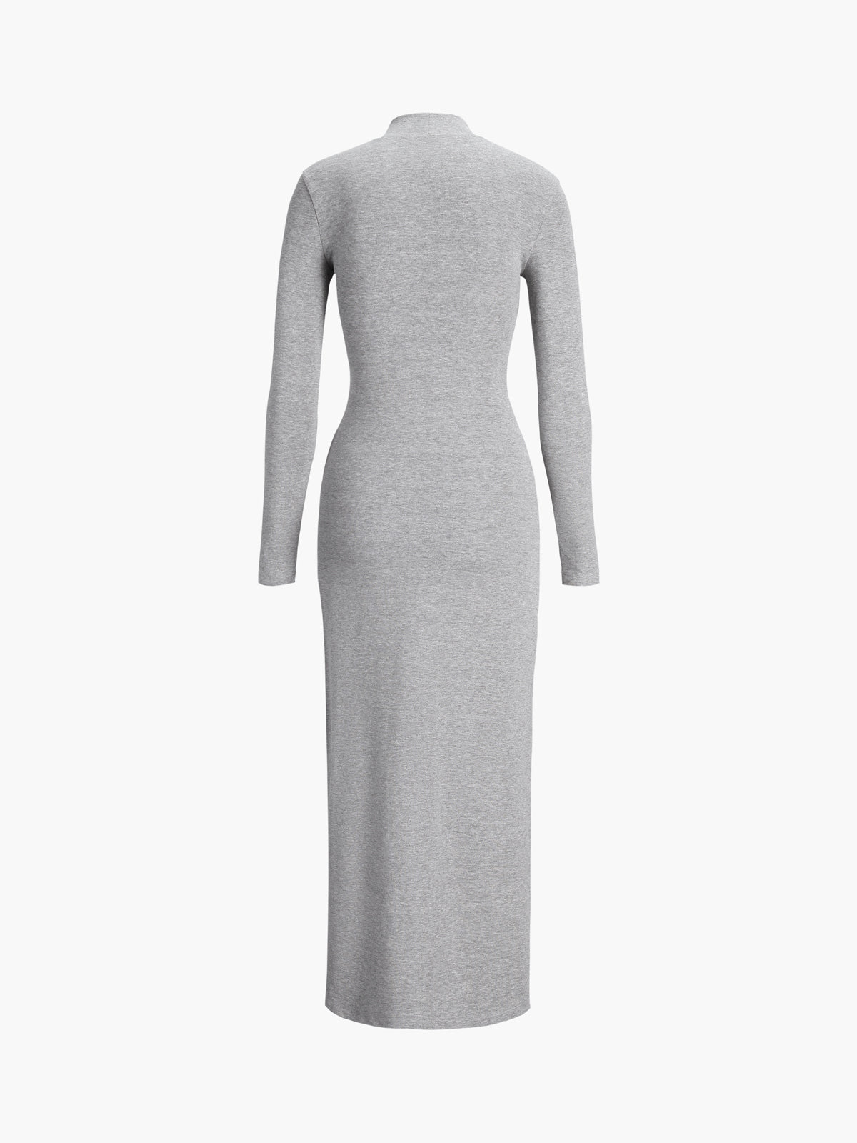 Slit Pleated Long Sleeve Modern Bodycon Mock Neck Long Dress Dresses