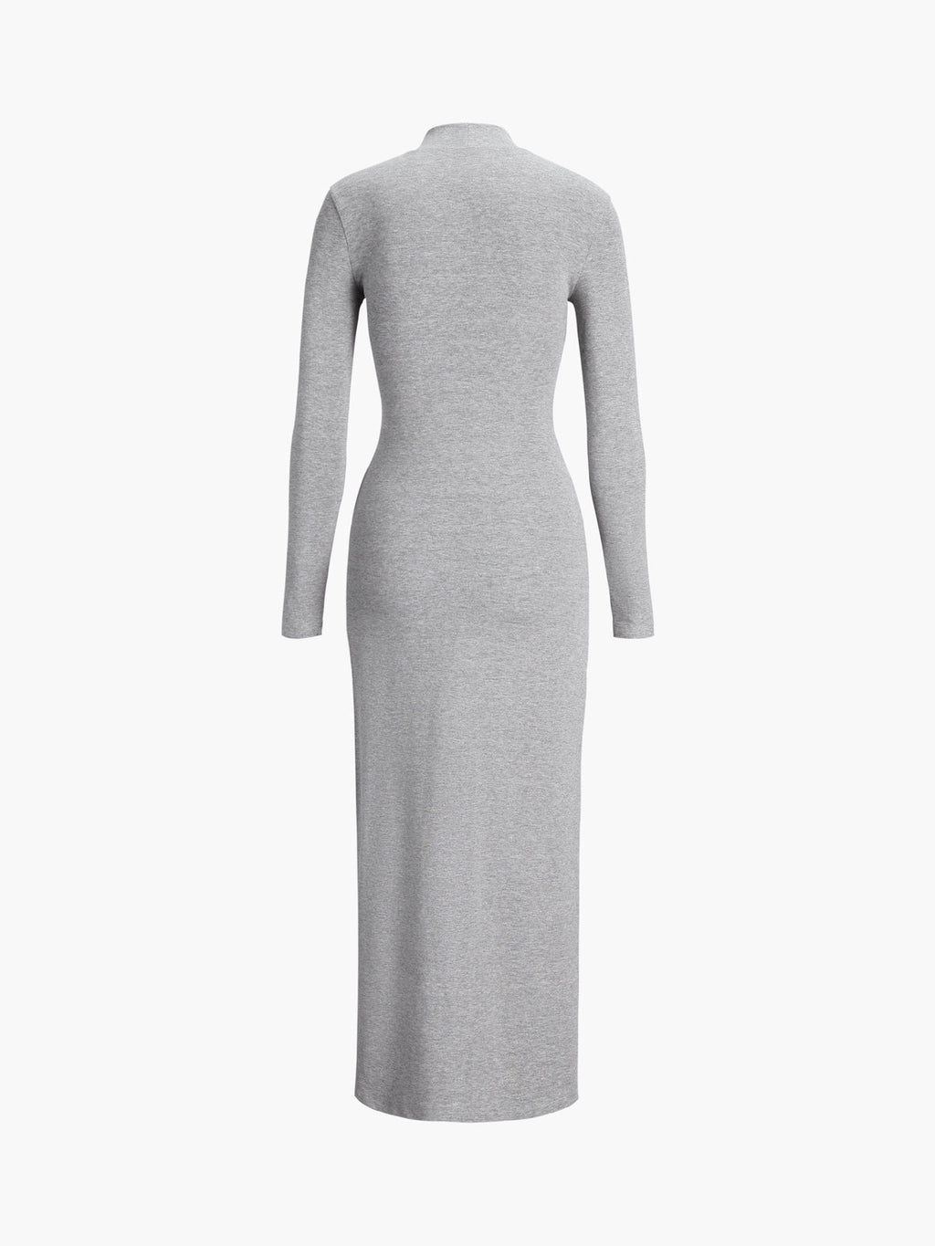 Slit Pleated Long Sleeve Modern Bodycon Mock Neck Long Dress Dresses