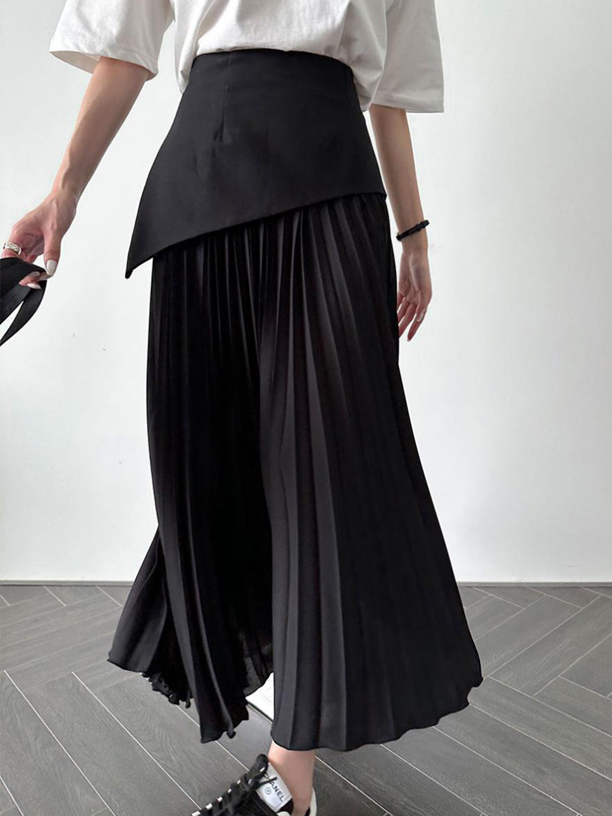 Pleated Patchwork Graceful Maxi Skirt