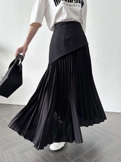 Pleated Patchwork Graceful Maxi Skirt