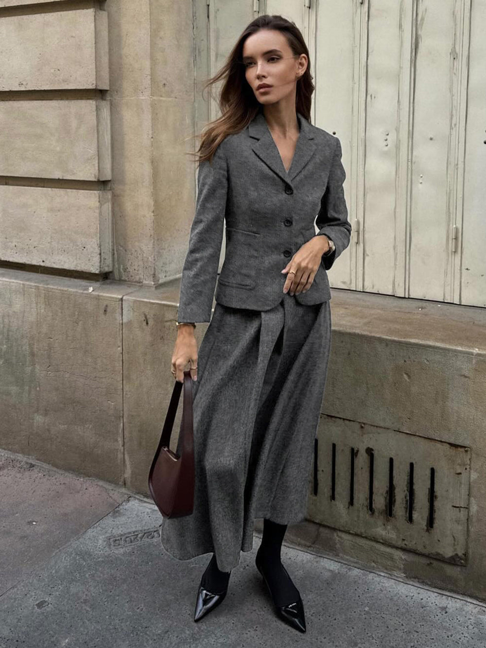 Elegant Solid Graceful Button Down Blazer Blazers