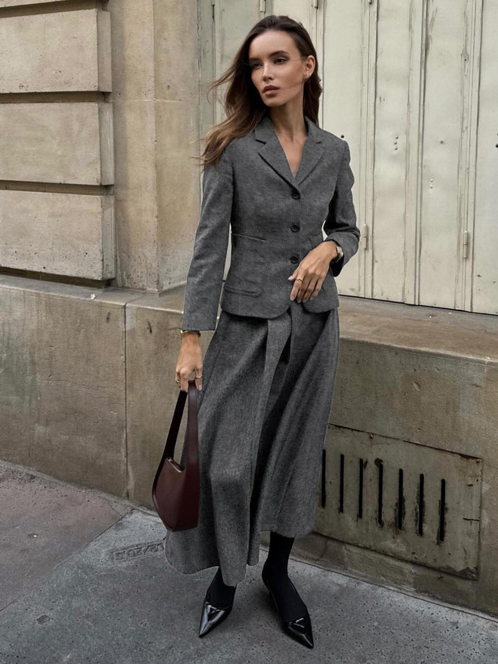 Elegant Solid Graceful Button Down Blazer Blazers