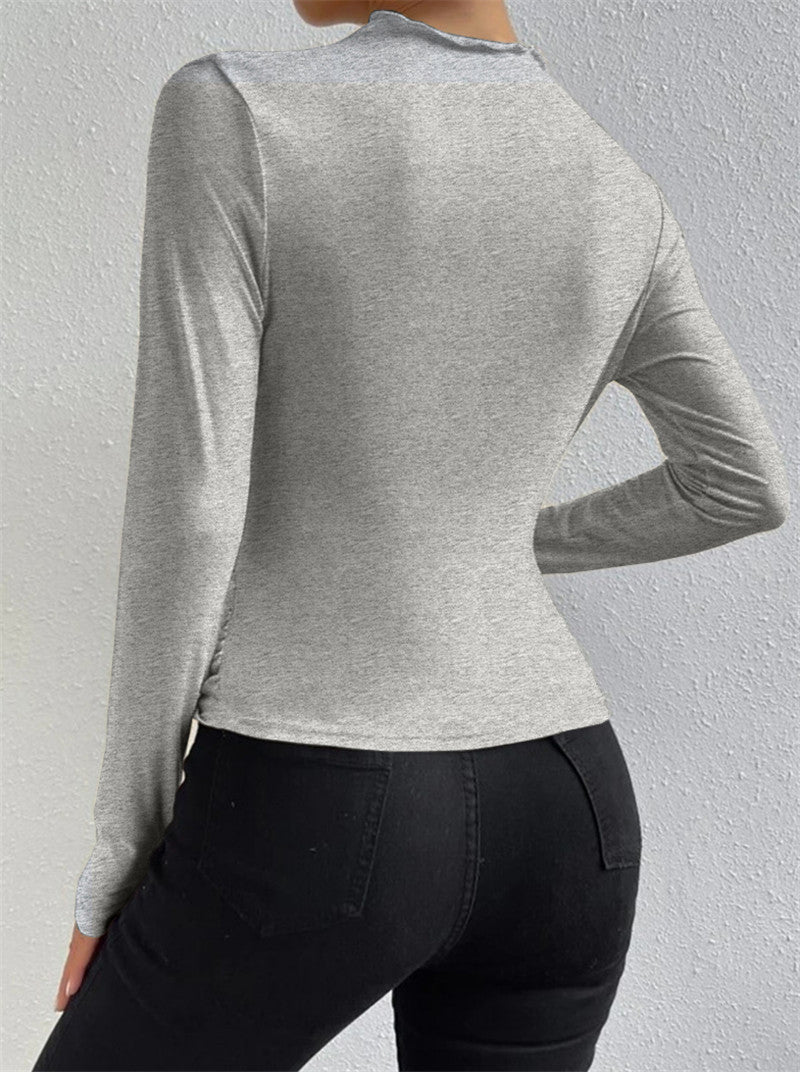 Ruching Long Graceful Sleeve Shirt T Shirts