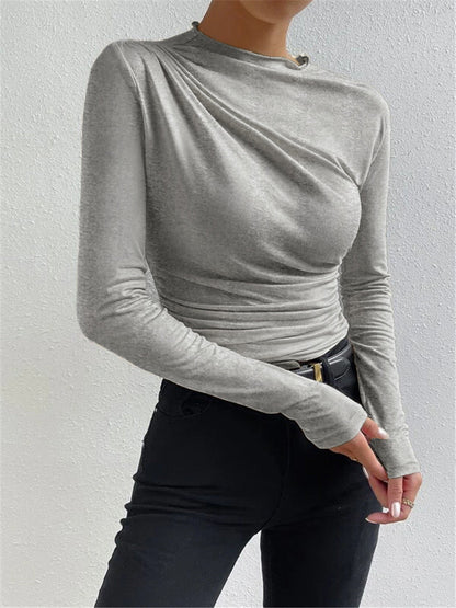 Ruching Long Graceful Sleeve Shirt