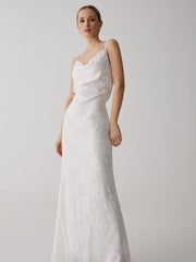 Floral Jacquard Open Trendy Back Long Dress Dresses