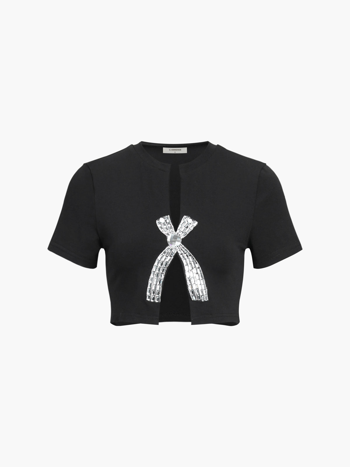 Rhinestone Bow Graceful Decorated Top