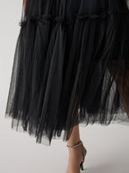 Solid Mesh Graceful Midi Skirt Skirts
