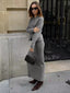 Solid Knit Split Trendy Maxi Sweater Skirt Grey / XS Sweaters L