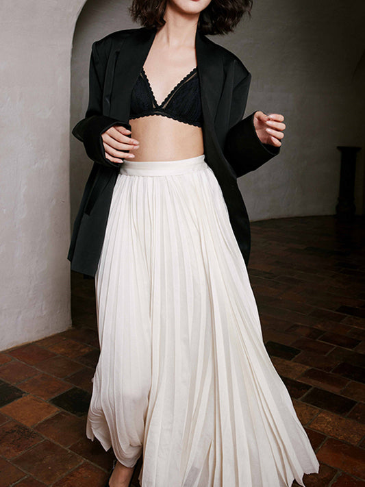 Solid Pleated Graceful Maxi Skirt