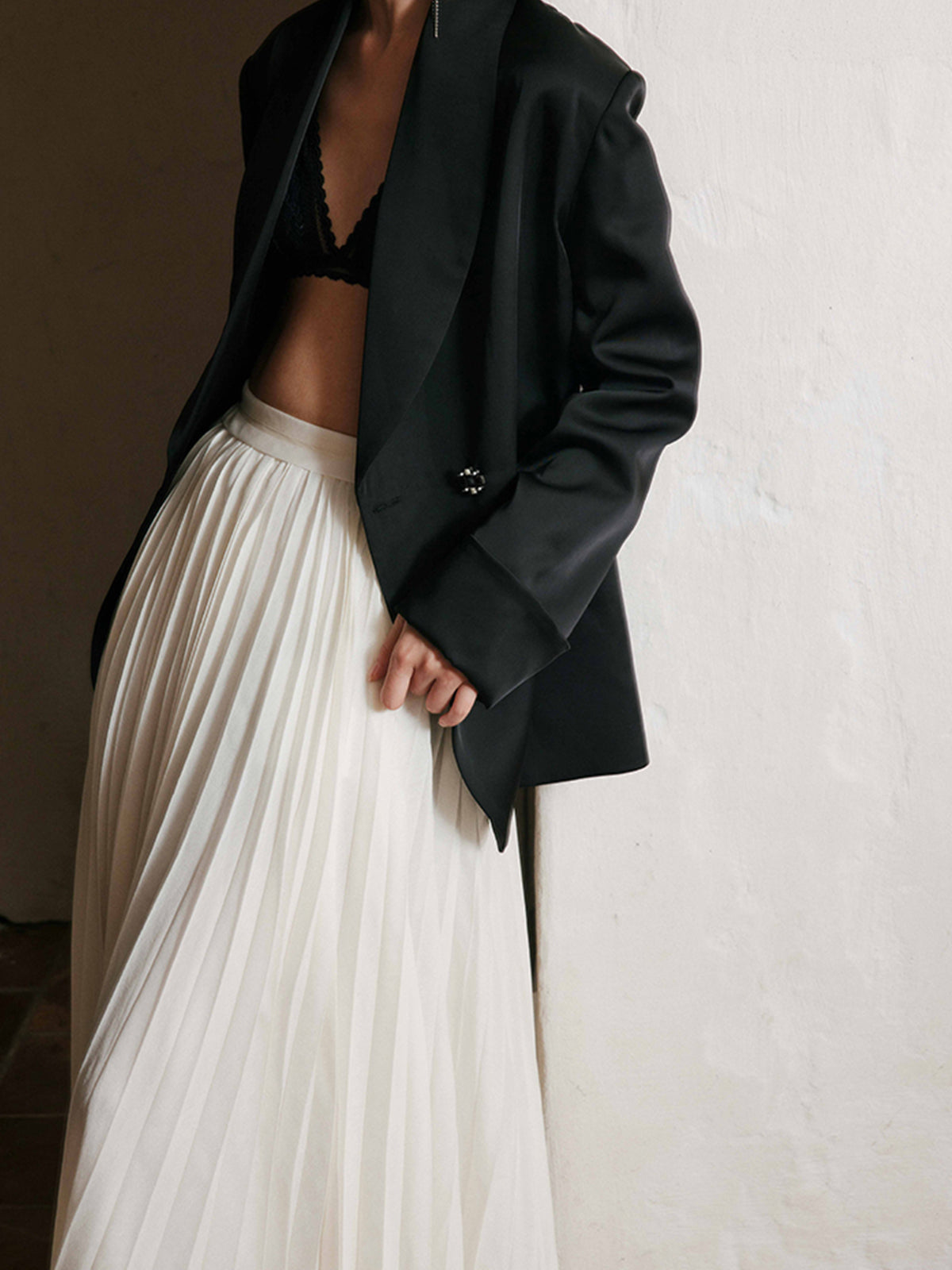 Solid Pleated Graceful Maxi Skirt